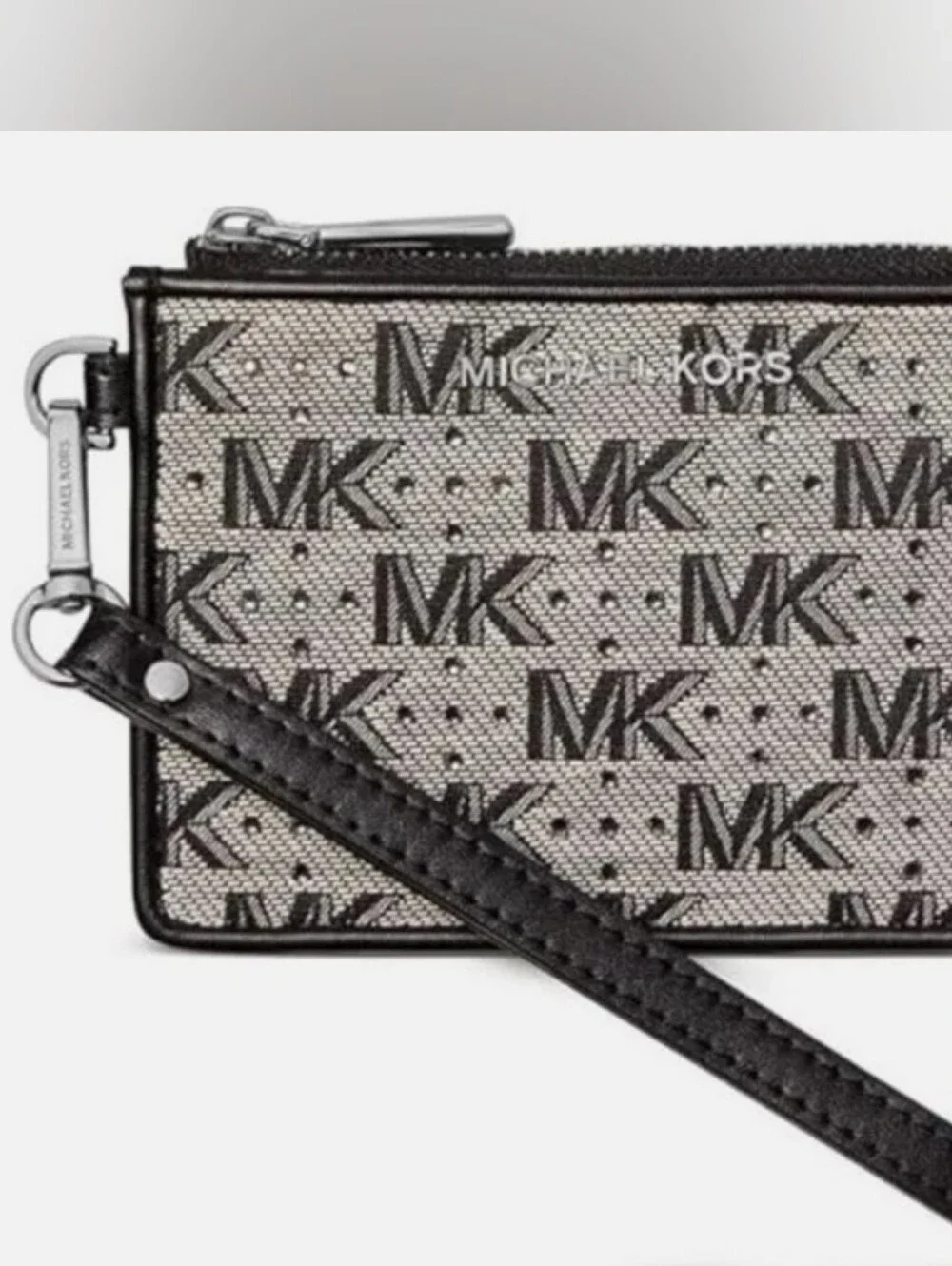 Michael Kors Jet Set Small Coin Purse Blk Monogram With Rhinestones EUC